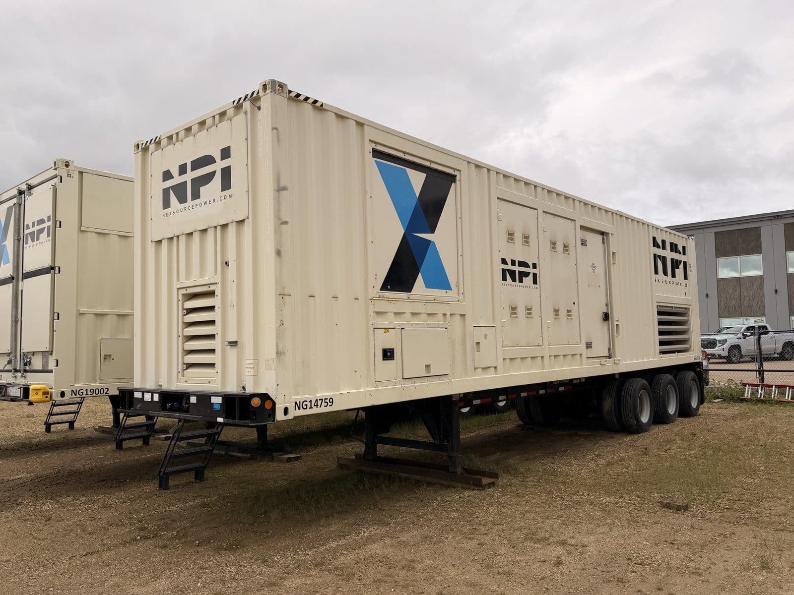 NexSource trailer-mounted CAT XQ1475 natural gas generator at the Red Deer yard